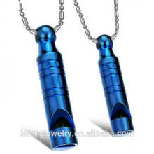 Cool design jewelry blue whistle stainless steel couples necklace
